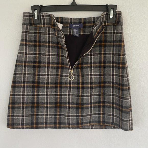 Forever 21 gray plaid 90s-inspired vegan wool mini skirt size small/xs. - Picture 4 of 7